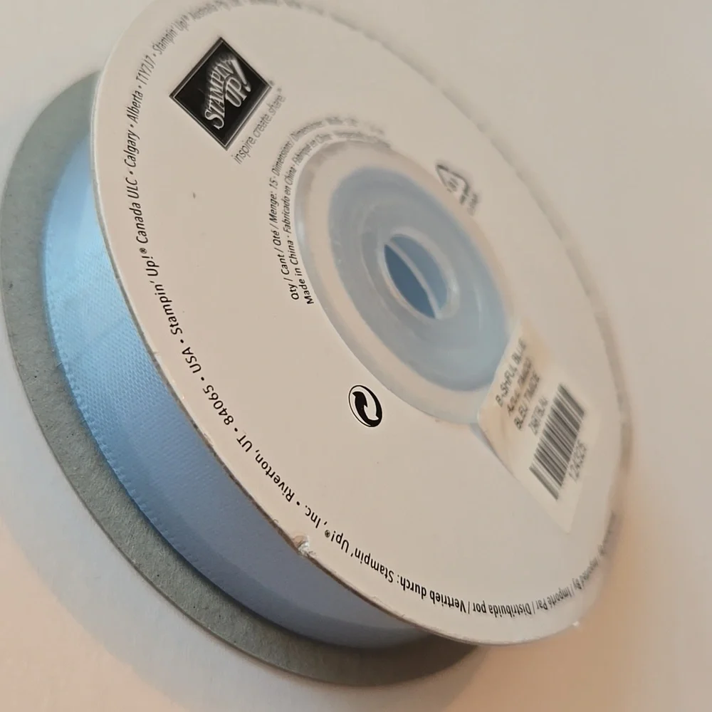 NWT Stampin' Up! Retired Bashful Blue Satin Ribbon 5/8